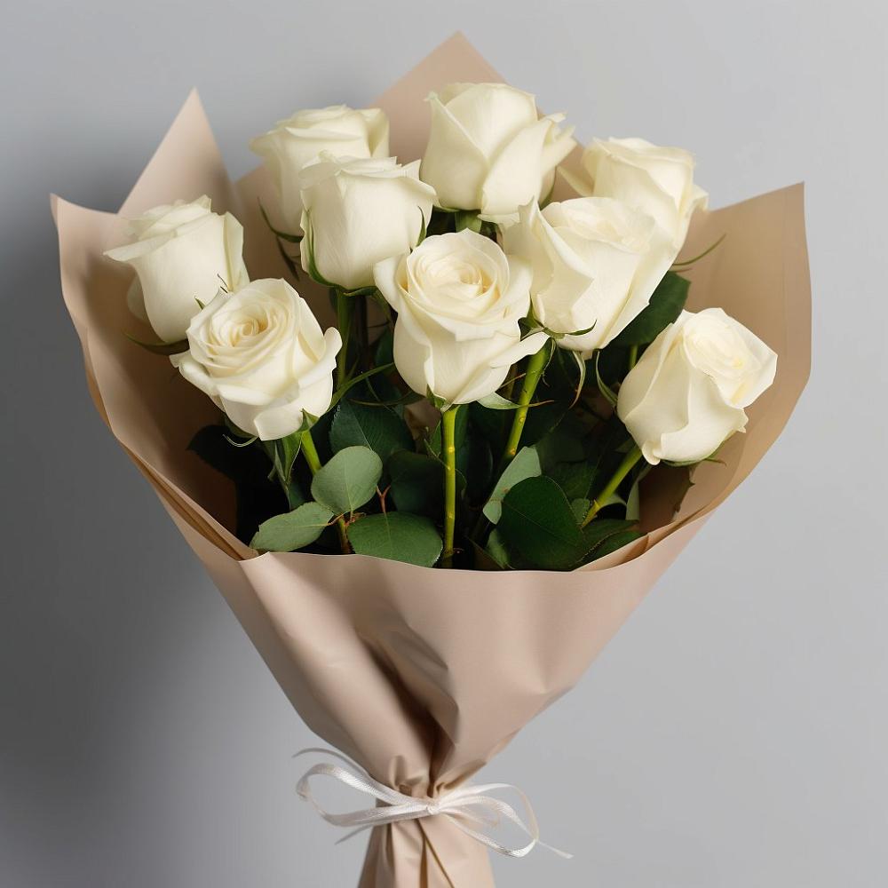 Букет 9 Белых роз Эдлесс Лав в Челно-Вершины