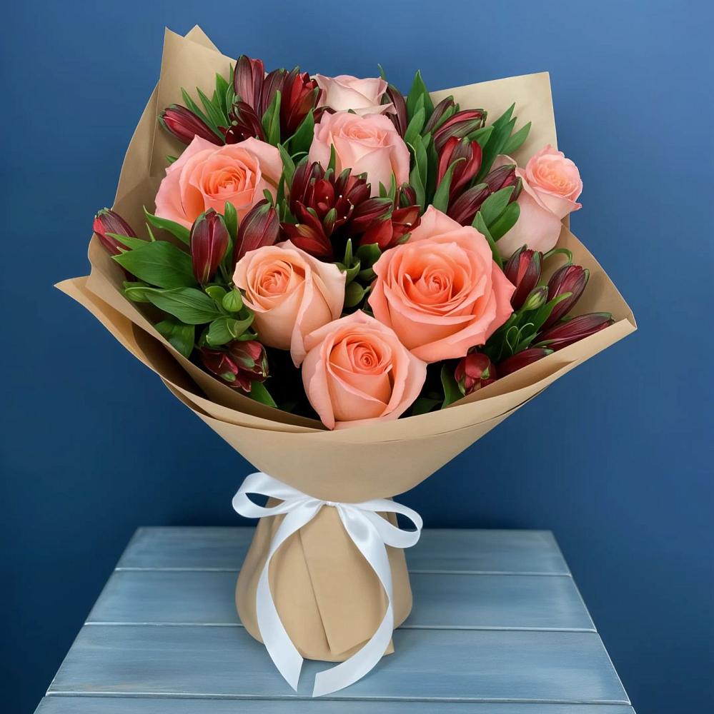 Букет цветов из: Розы и Альстромерии в Челно-Вершины