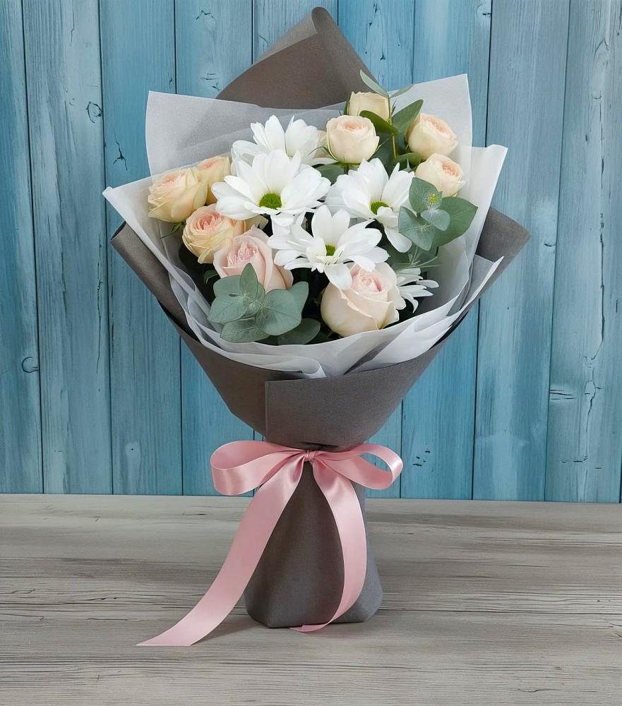 Букет цветов из: Хризантемы и Розы в Челно-Вершины