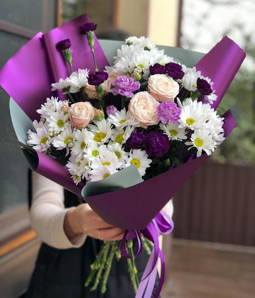 Букет цветов из: Хризантемы, Гвоздики и Розы в Челно-Вершины