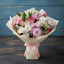 Букет цветов из:  Хризантемы, Альстромерии и Розы в Челно-Вершины