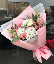 Букет цветов из:  Розы, Лизиантусы и Хризантемы в Челно-Вершины