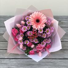 Букет цветов из:  Розы, Герберы и Хризантемы в Челно-Вершины