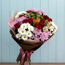 Букет цветов из:  Розы, Хризантемы и Альстромерии в Челно-Вершины
