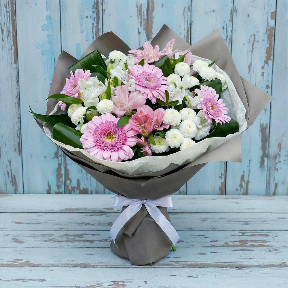 Букет цветов из: Герберы, Альстромерии и Хризантемы в Челно-Вершины